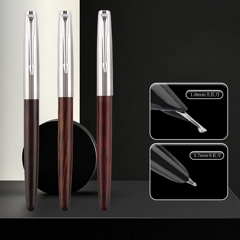 Hero Long Knife Fountain Pen Hooded Nib 0.7/1.0/2.5mm Vintage Extra Large Iridium Particle Calligraphy  Exquisite Craftsmanship