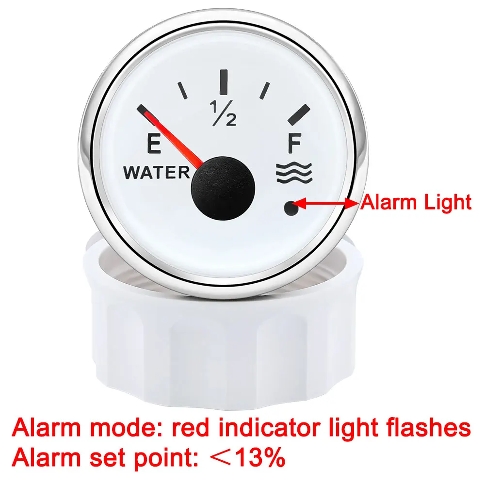 HD with Alarm Water Level Gauge 52mm Water Tank Level Indicator with Red Backlight 0-190 Ohm 240-33ohm Boat Motorcycle Meter