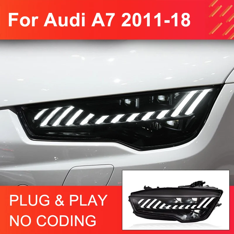 

1 Pair LED Head light Assembly for Audi A7 2011-2018 Headlights Plug and Play with LED DRL Dynamic Turning Animation Headlight