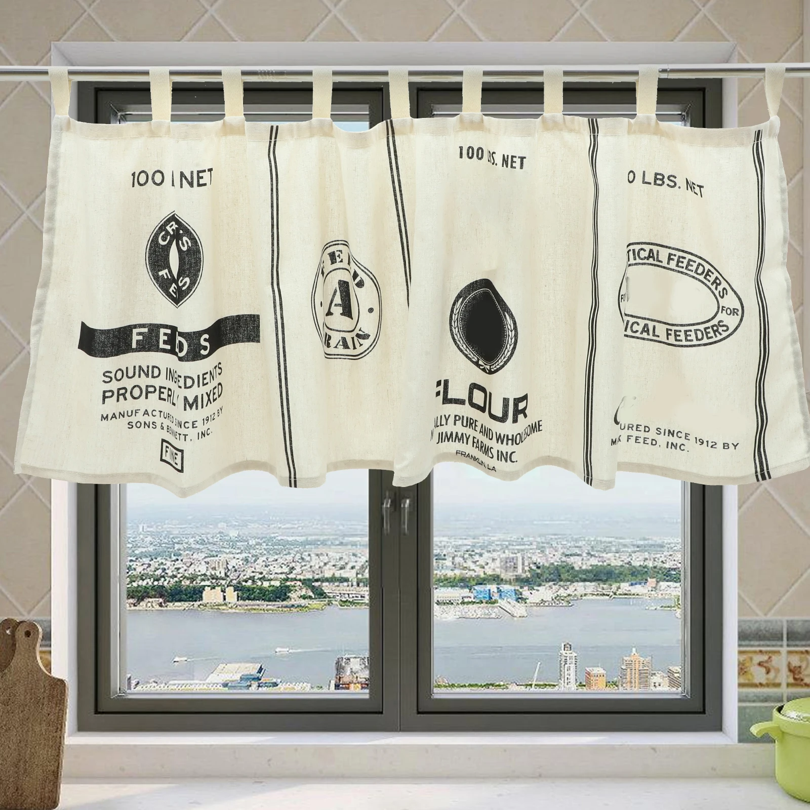 

Kitchen Curtain Vintage Valance Unlined Easy Care Machine Wash Window Farmhouse Style Heavy Fabric Shading Performance Curtains
