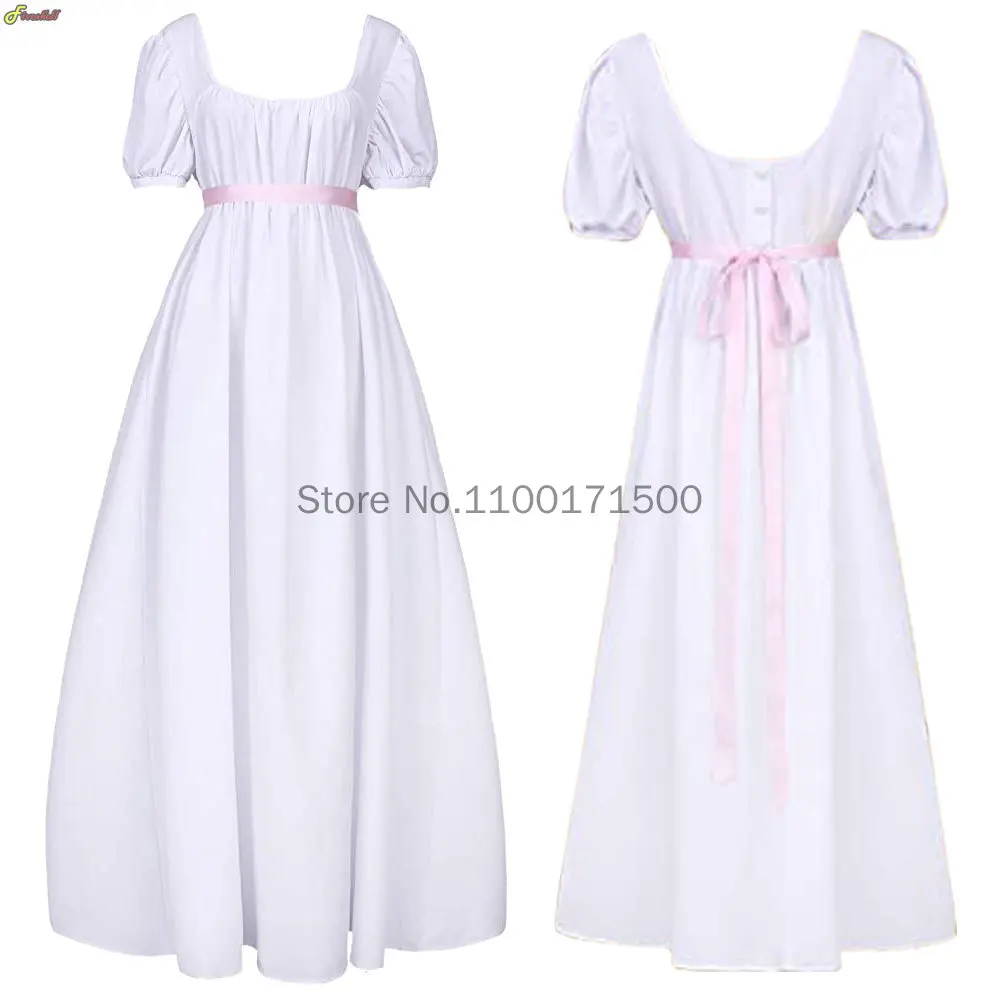 XXXL Regency Tea Party Gown women Cosplay Costume Short Sleeve Vintage Victorian Medieval High Waist Janes Austener Dress