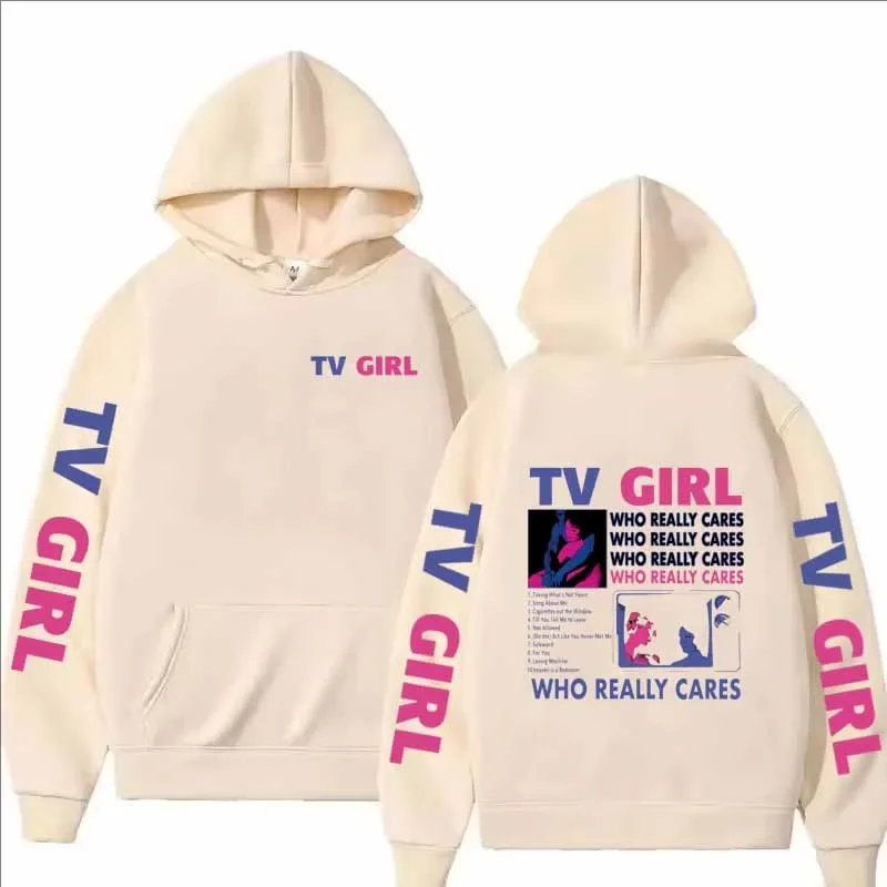 Sudadera con capucha con estampado de TV Girl para hombre y mujer, moda informal, Otoño Invierno, Hip Hop Y2K, Tops de manga larga de lana de gran tamaño, Jersey, sudaderas