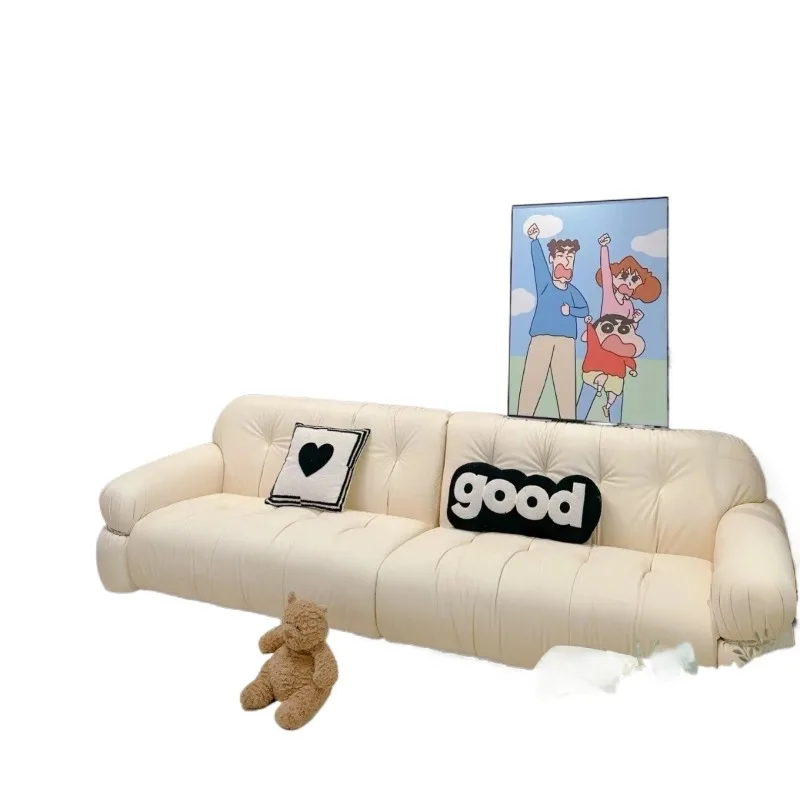 

Japanese light luxury sofa black leather simple leather art Internet celebrity small apartment bed and breakfast living room