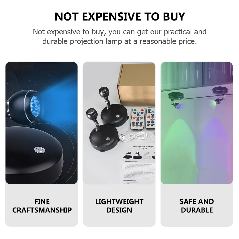 

1Set LED Spotlight Wireless Projection Lamp USB Charging Remote Control for Wine Cabinet Jewelry Display Bar Gallery Atmosphere
