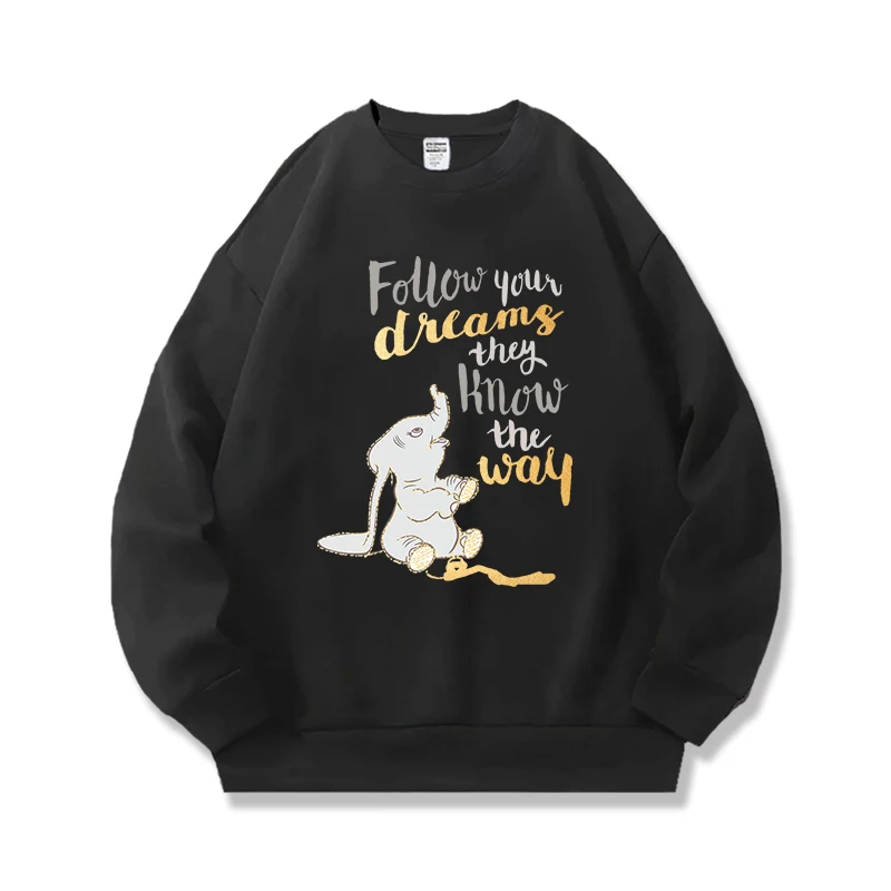 Disney Dumbo Cartoon Anime Printing Men's and women's round neck pullovers Autumn and Winter cute Couple Clothes pullovers