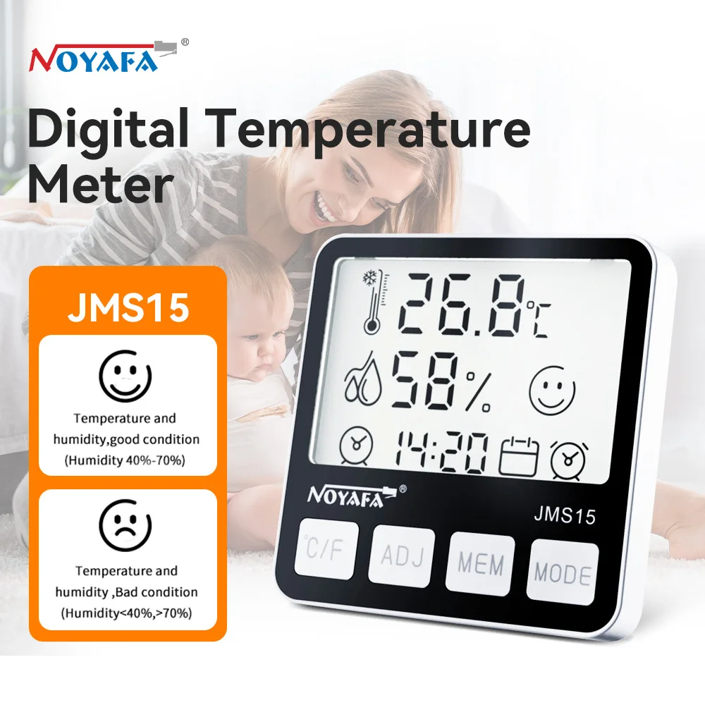 NOYAFA Mini Thermometer Hygrometer LCD Digital Temperature Humidity Gauge Sensor Weather Station Meter For Indoor Home Tool