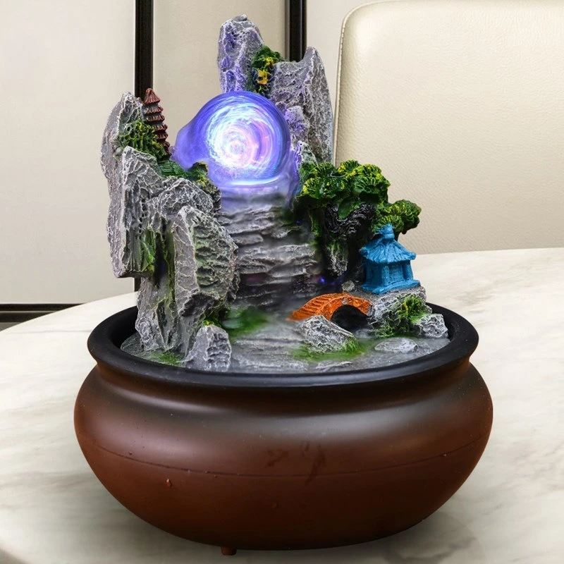 Lucky water ornament Feng Shui ball fountain Chinese rockery home decoration gifts Office opening desktop decoration