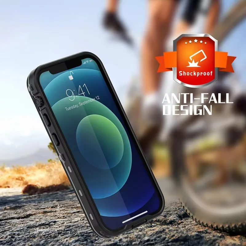 

Full Sealed Clear IP68 Waterproof Case For iPhone 16 ProMax 16e 15 14 Plus 13 12 11 Mini Shockproof Cover with Screen Protector