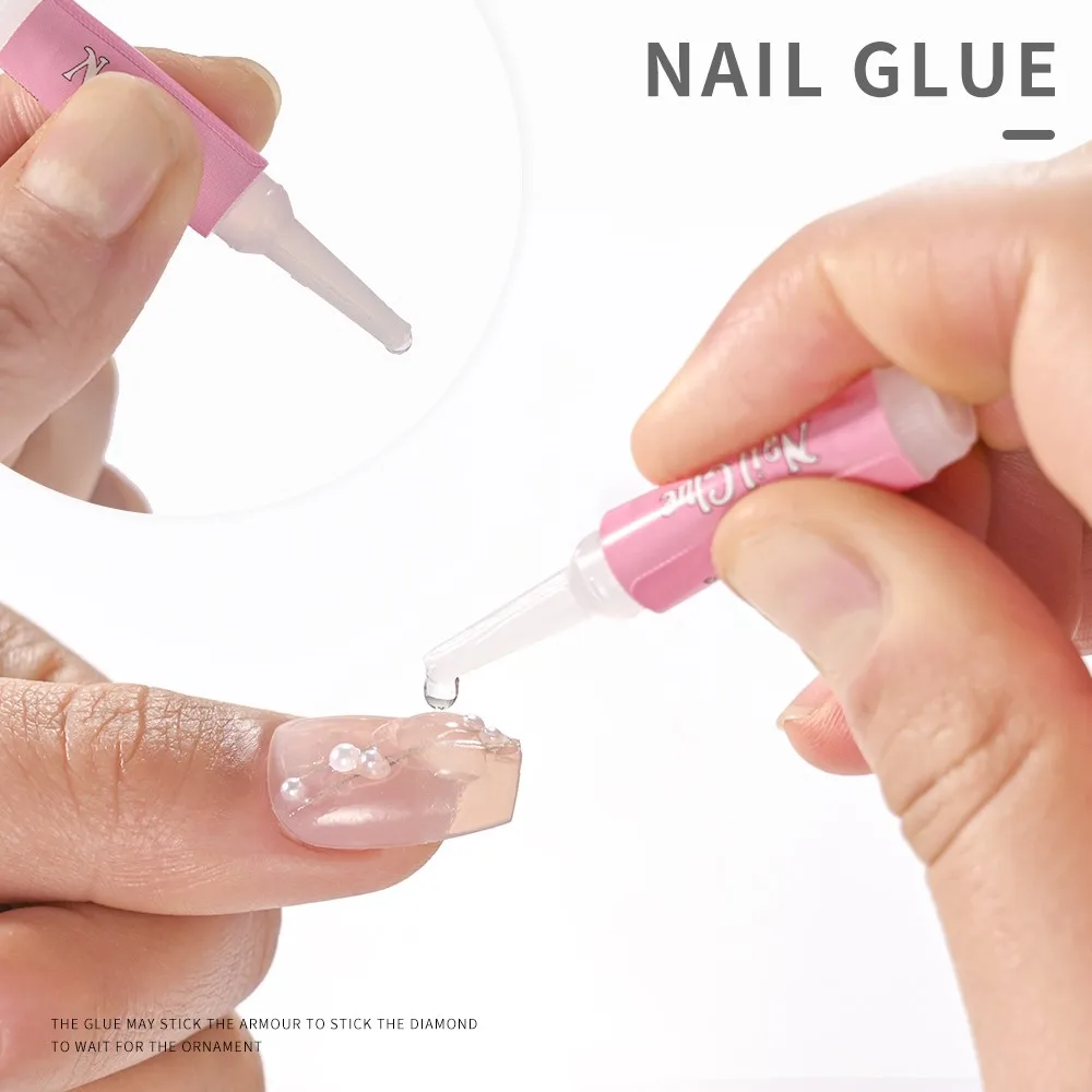 100/50PCS Mini Nail Glue for Acrylic Nail Tips Fast Drying Super Adhesive Rhinestone Bond Glue Long Lasting Liquid Glue (2g/pcs)