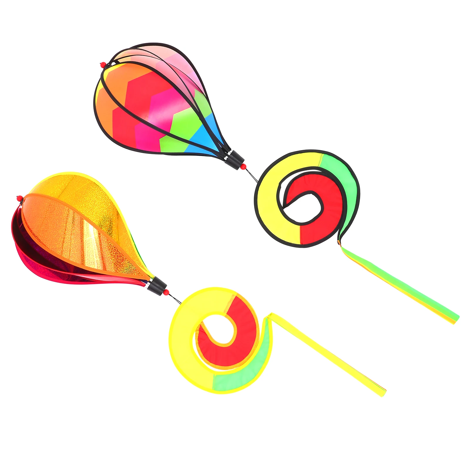 

2Pcs Windmill Decorations Bright Hot Air Balloon Spinners PVC Stripe Garden Outdoor Hanging Spiral Yard Layout Props