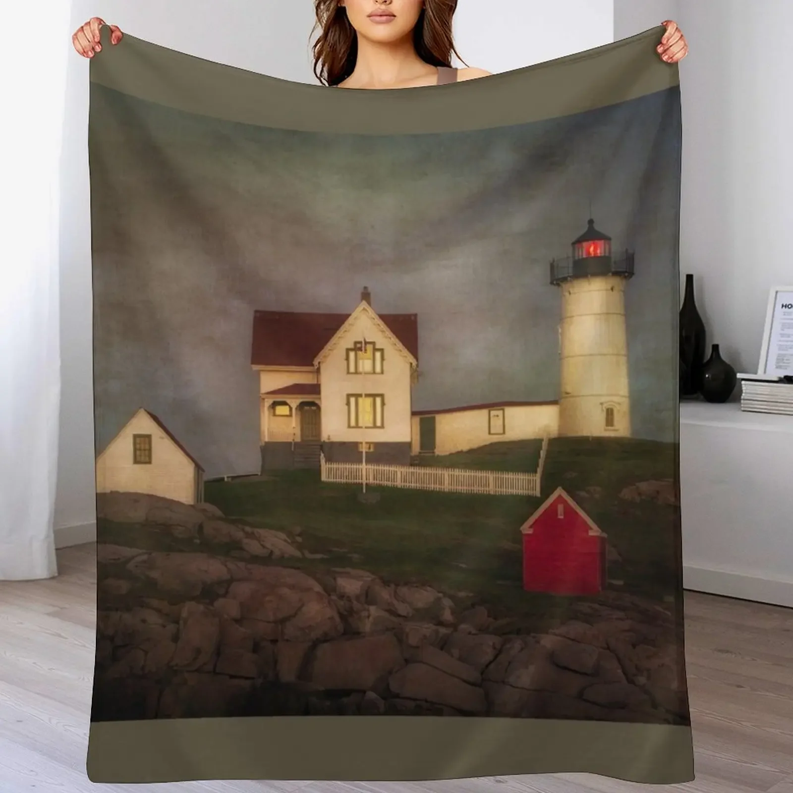 

Nubble Lighthouse Texture Throw Blanket Tourist Baby Comforter Soft Plaid Blankets