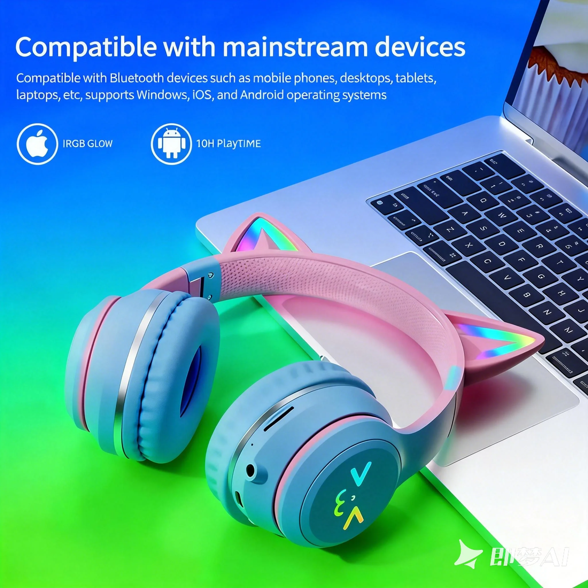 Gaming Headset With Mic Rgb - 2026 Neue RGB Katzenohren Bluetooth 5.3
