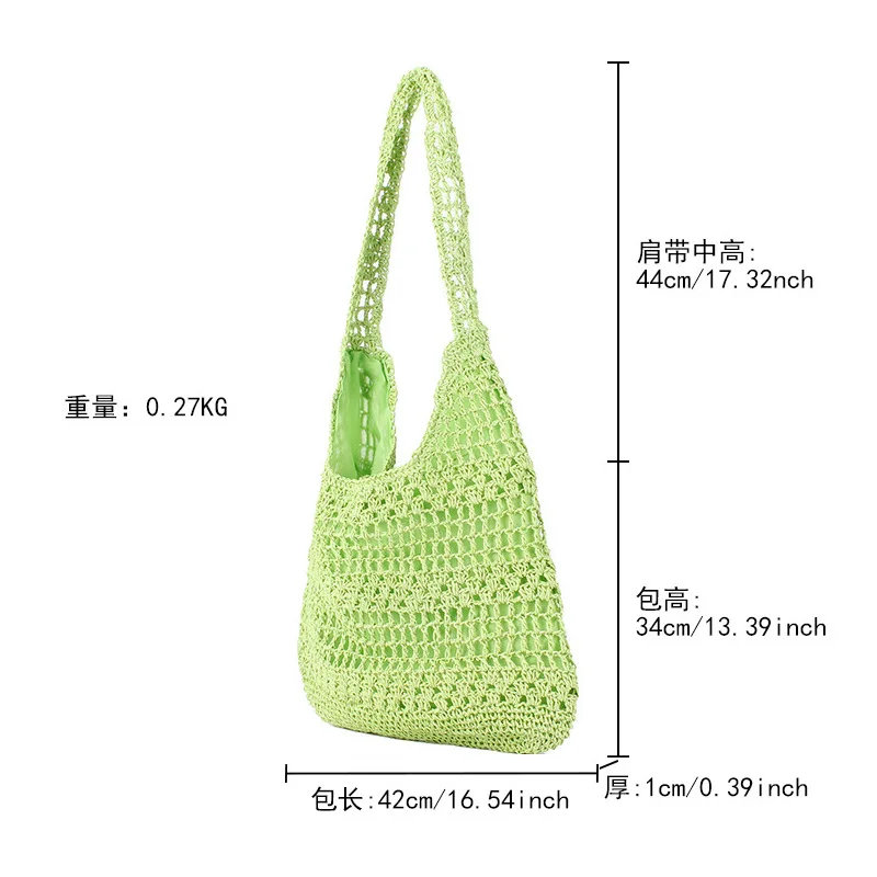 2024 Spring/Summer New Tote Grass Handbag Single Shoulder Bag Hollow Women\'s Shopping Bag Straw Woven Bag