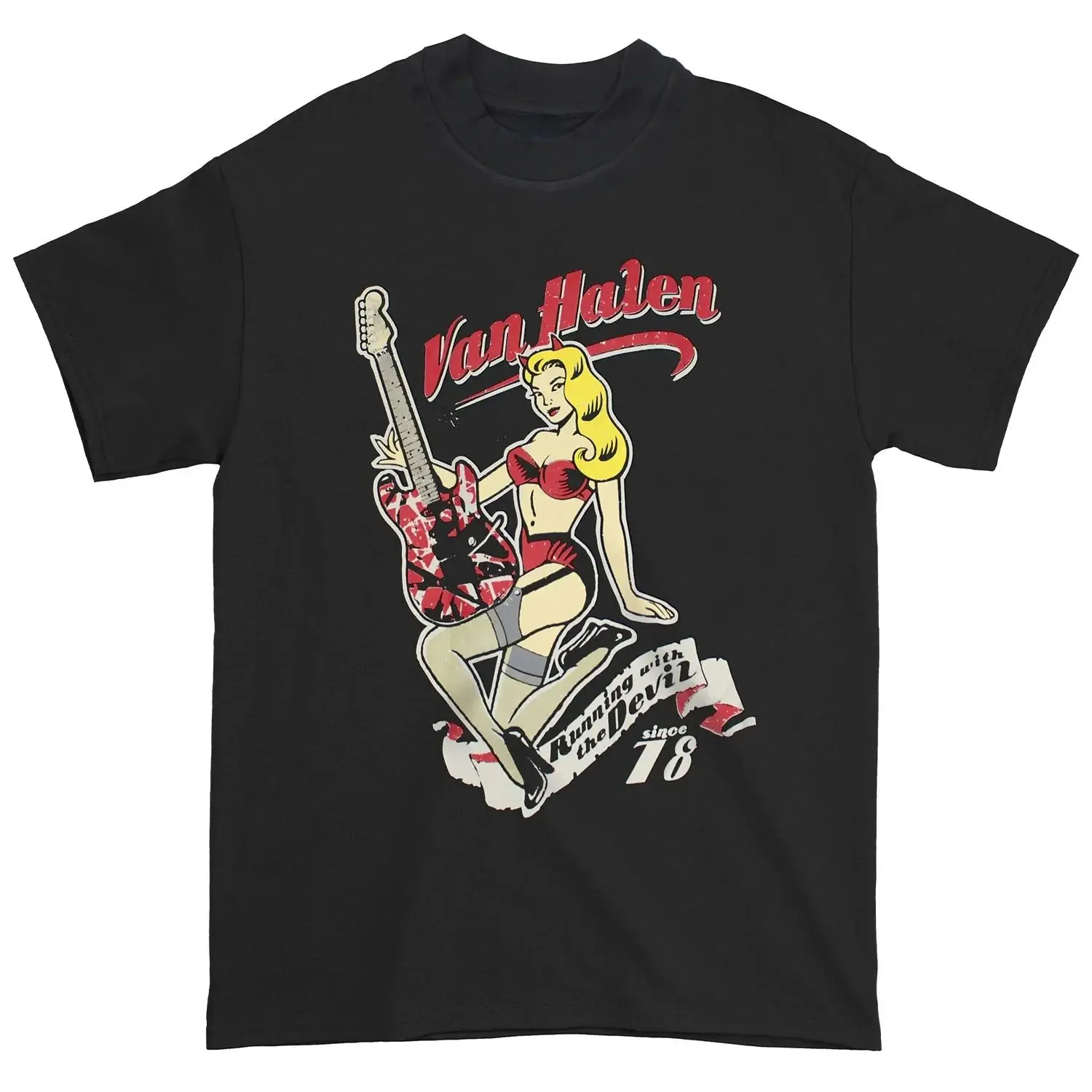 Rock Punk Tops Van Halen Band Graphic Vintage T-Shirt O-Neck Print Short Sleeve Y2k Oversized Fashion Popular T Shirts Unisex
