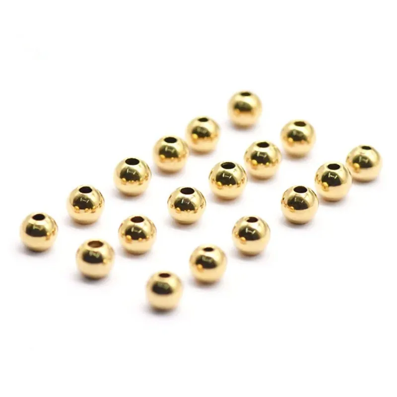 100Pcs Stainless Steel Perforation Drilling Solid Loose Bead Through Eye Ball Gold Diy Jewelry Accessories  2 3 4 5 6mm