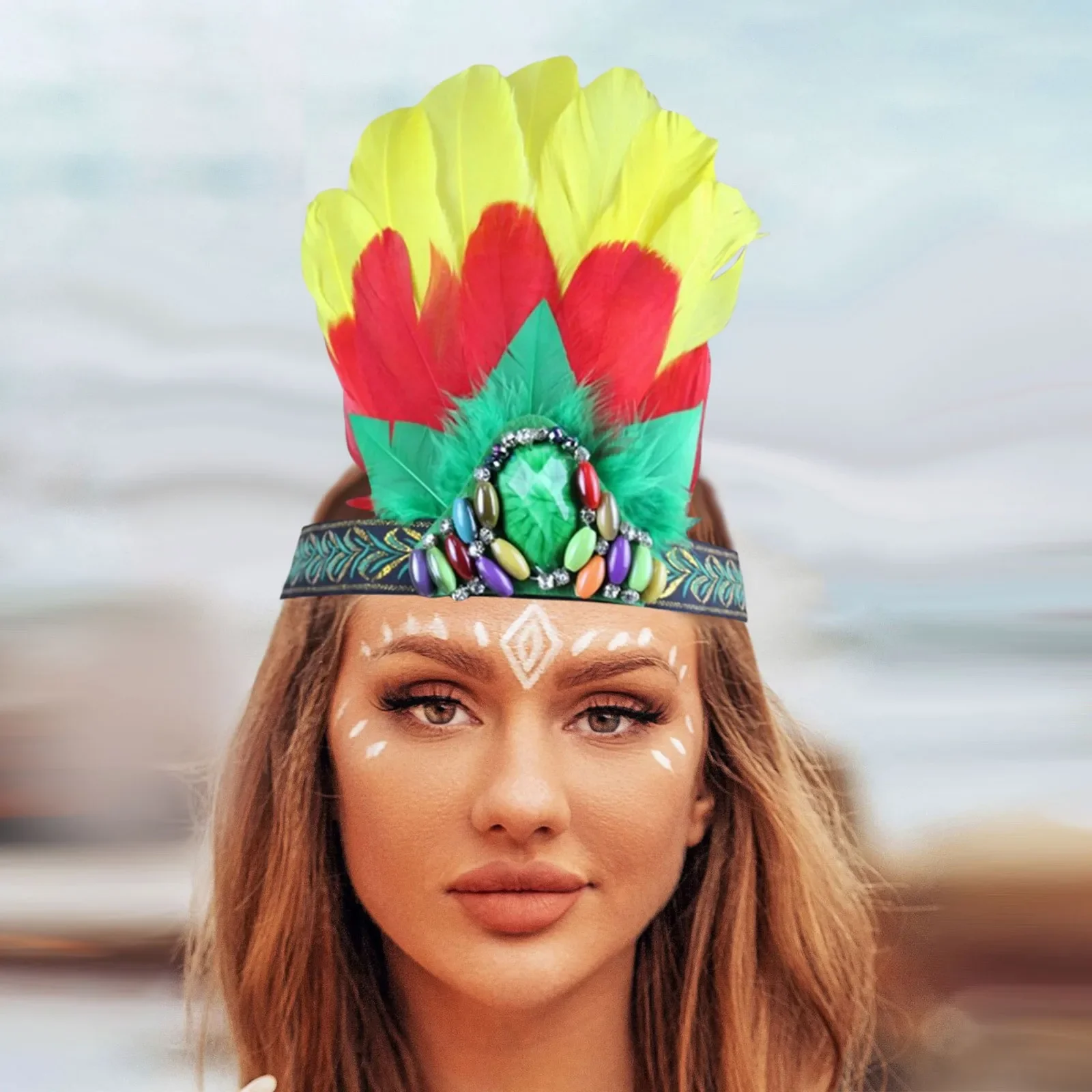 2024 New Carnival Feather Headpiece Indian Headband For Adults And Kids Retro 1920s Gatsby Party Hairband Hair Accessories