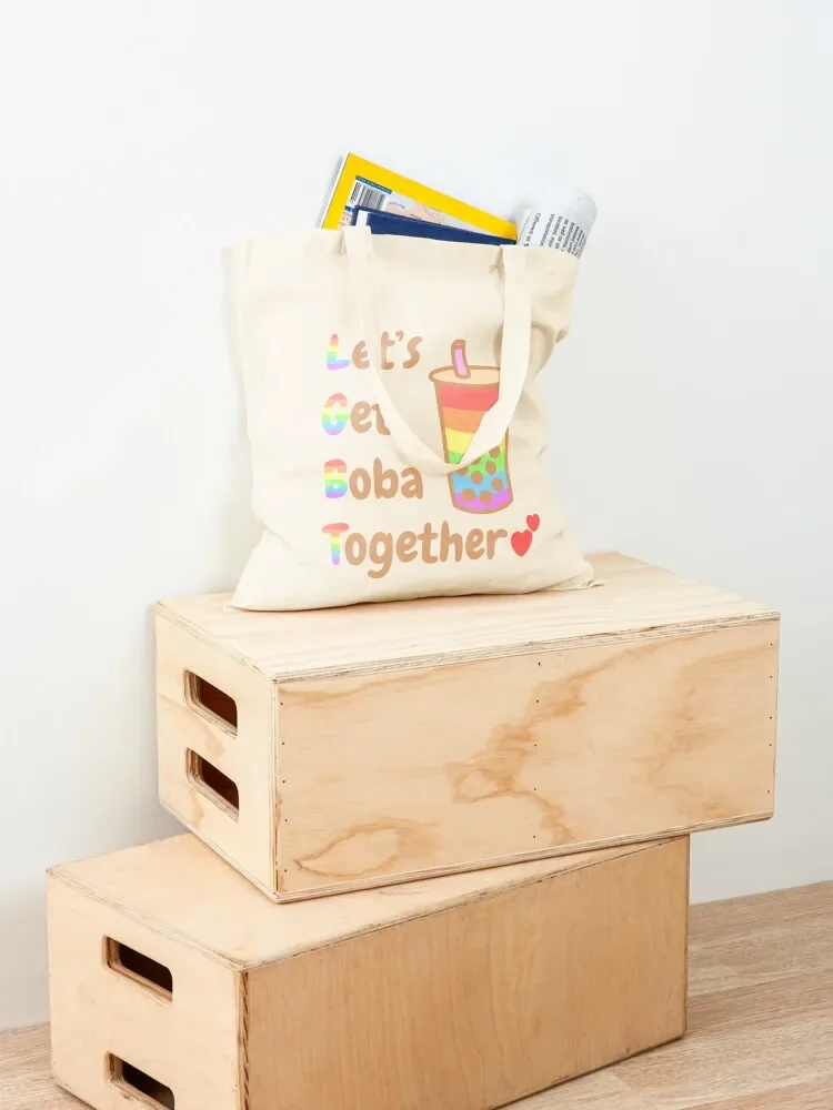 LGBT Let's Get Boba Together Tote Bag tote bag canvas woman shopping bag shopper bags Fabric