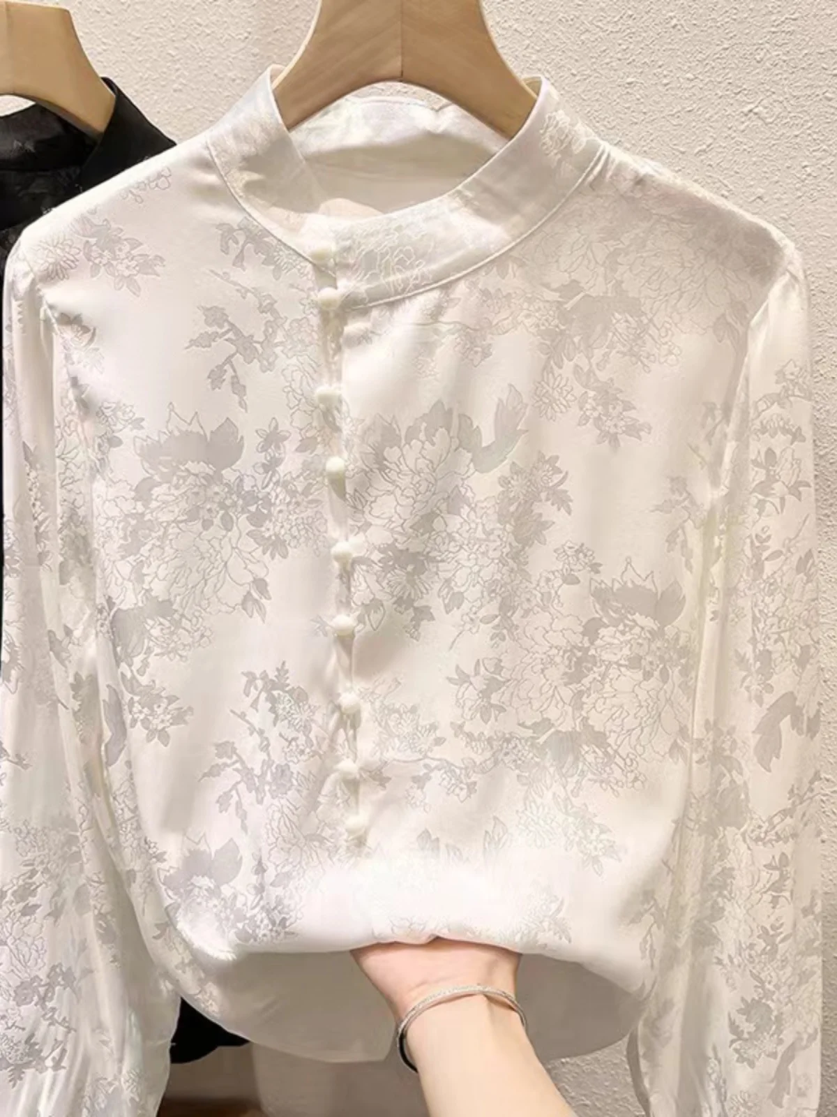 

New Chinese Sle Long Sve Printed irt Women's Thin f Open Collar Spring Summer New Arrival Inner And Outer Wear Top