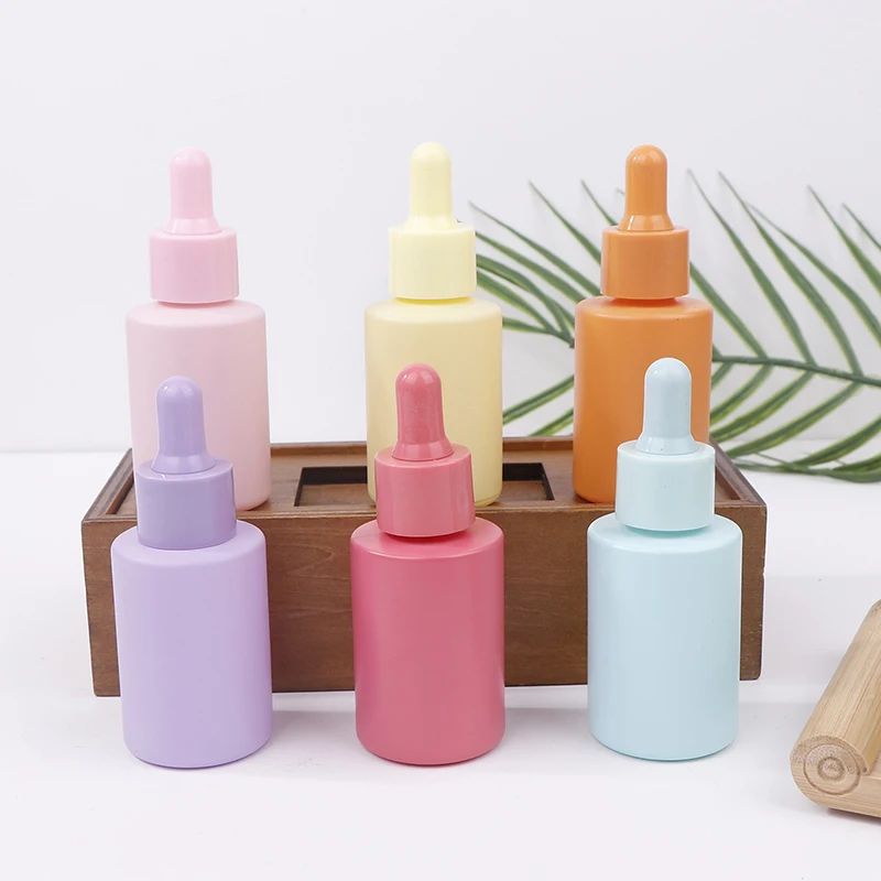 6Colors Capacity 30ml Dropper Bottle Solid Color Glass Essential Oil Refilable Colored Essence Liquid Sub-bottling Pipette Fine