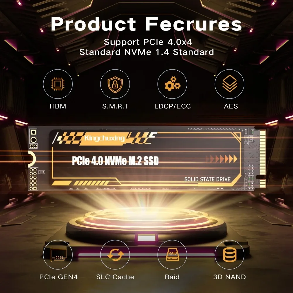 Kingchuxing M.2 NVMe SSD 7300MB/S unidad interna de estado sólido PCIe4.0x4 M.2 2280 2TB 1TB 512GB SSD para PC/portátil/PS5