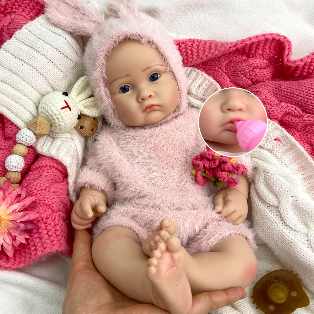 

45cm Silicone Reborn Baby Girl Weighted Body Realistic Newborn Soft Silicone Lifelike Therapy Doll for Alzheimer Anxiety Relief