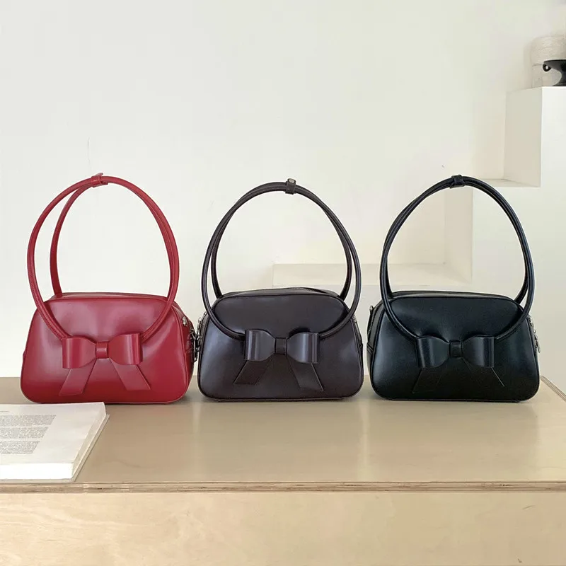 

Niche Retro High-quality Simple Bow Handbag Autumn Winter New Fashion Versatile Crossbody Small Square Shoulder Bag