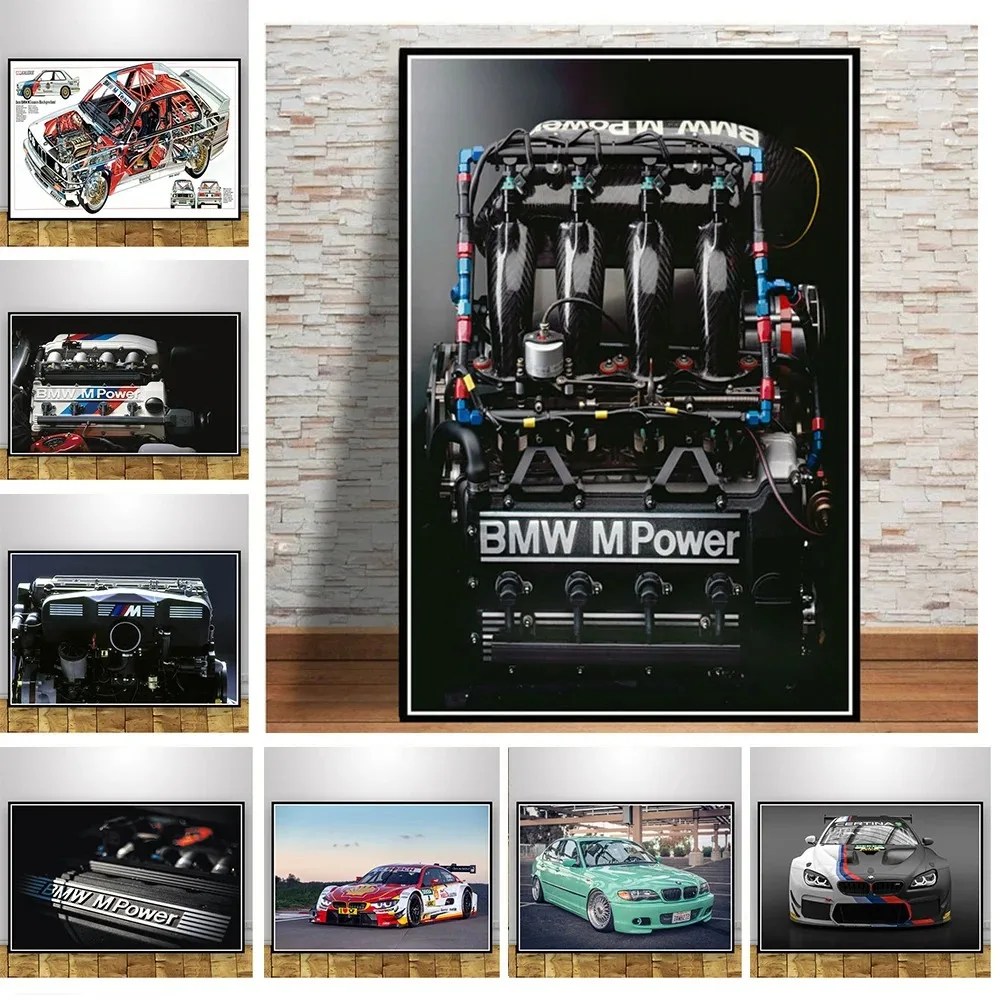 Colección Retro de cuadros, pintura de coche de carreras, póster, arte de pared, imagen, impresiones, lienzo, decoración para sala de estar y hogar, BMW Power E30 M3