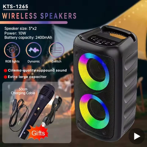 Karaokê sem fio bluetooth alto-falante subwoofer portátil com microfone rádio fm lâmpada máquina caixa de som música led tws caixa de som