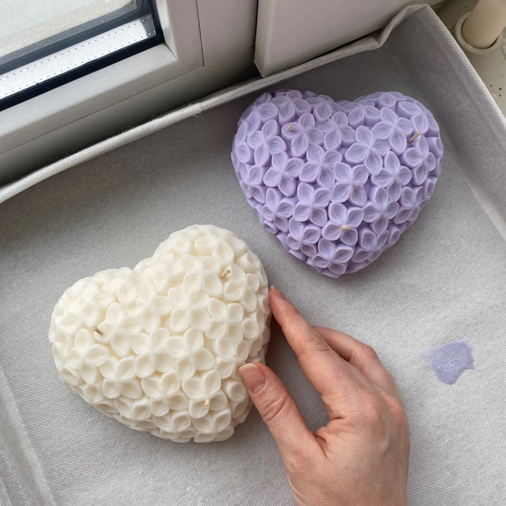 New Valentine\'s Day Flower Candle Silicone Mold DIY Heart Soap Gypsum Making Tool Chocolate Mousse Cake Decor Christmas Gifts