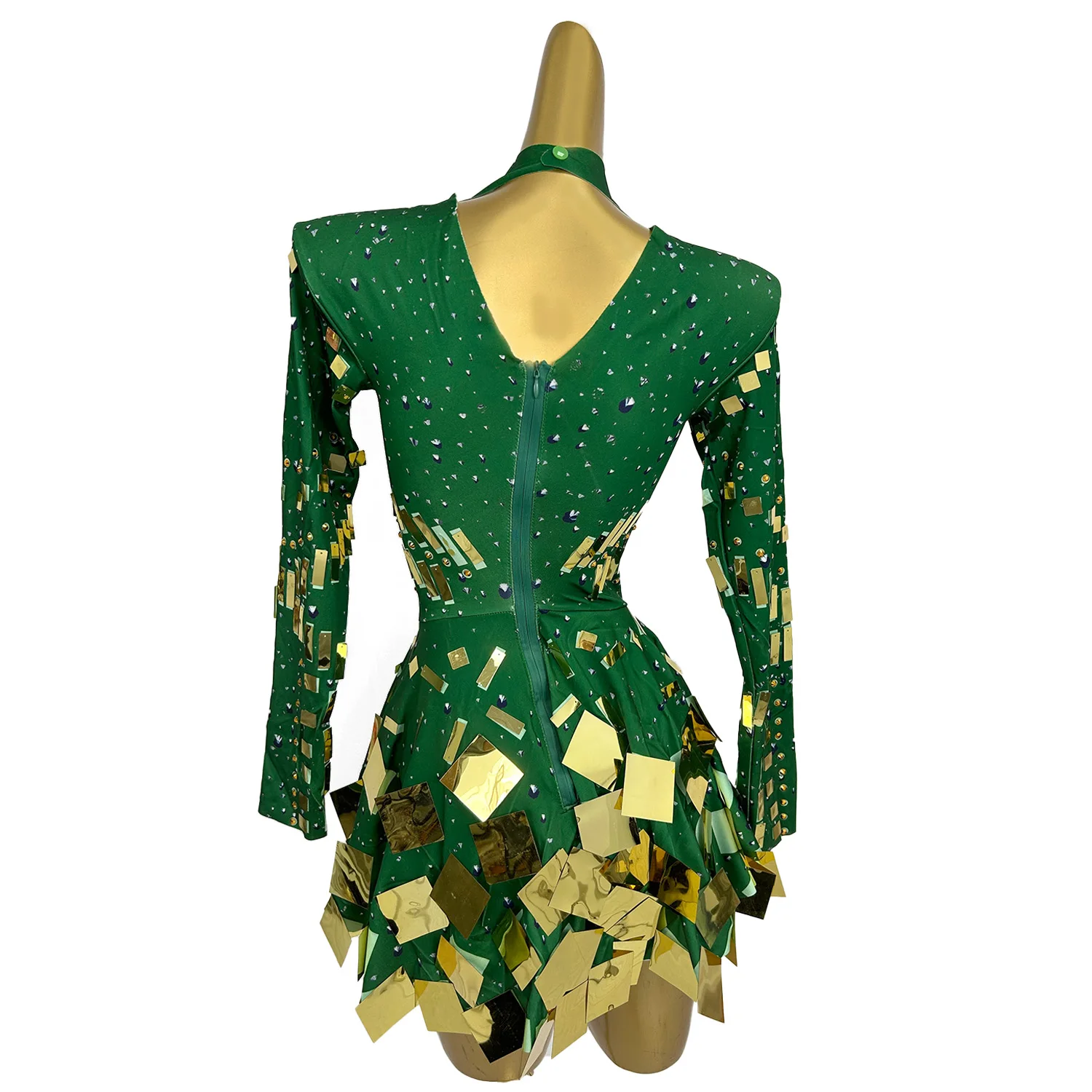 New Mirror Party Dress Green Stretch Stage Dance Dress Nightclub Party Celebrate Dress Women Dancer Performance Clothes Xieshi