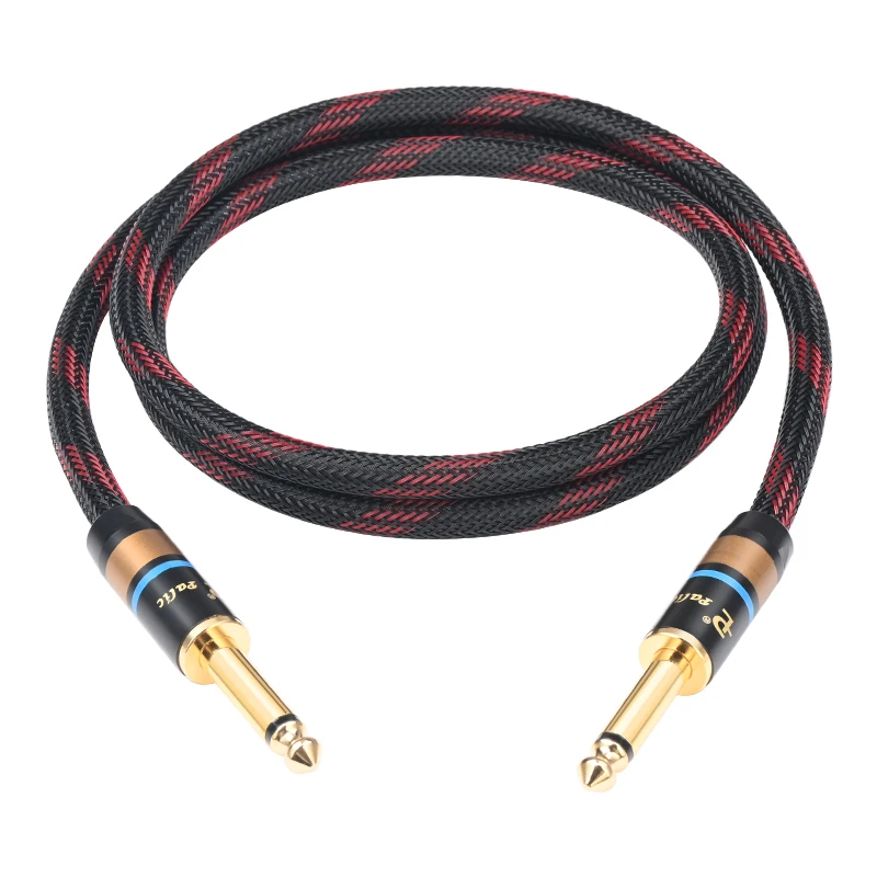 HiFi Aux kabel gitarowy Mono Jack 6.5 OFC 130% miedziana osłona siatka 6.35 TS Jack kabel Audio instrumenty elektroniczne Jack 6. 5 kabel