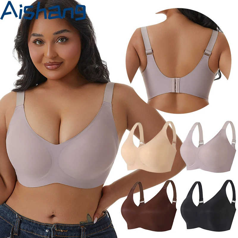 Women Wireless Large Size Bra Seamless Anti-Sagging Correction Gathered Comfortable No Side Breast Projection Push up Bra
