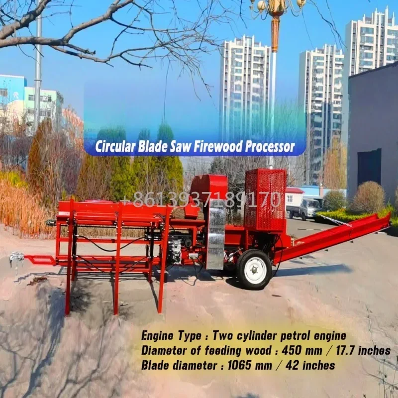 Hot Sale 4 /6/8 Way Wedge Circular Blade Saw Diesel Log Splitter with Chain Table and 5M Conveyor Cheap Firewood Processor