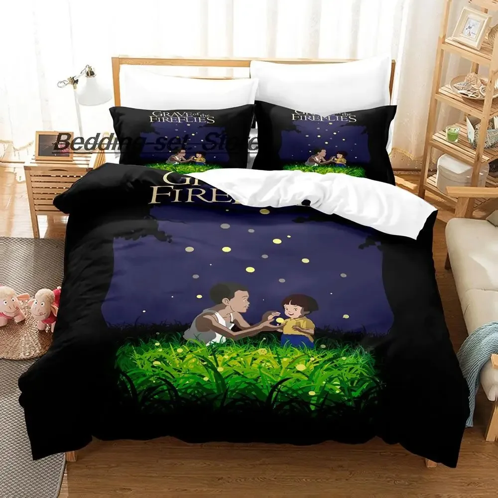 Anime The Light Of The Fireflies Forest Bedding Set Single Twin Full Queen King Size Bed Set Adult Kid Bedroom Duvet cover Sets