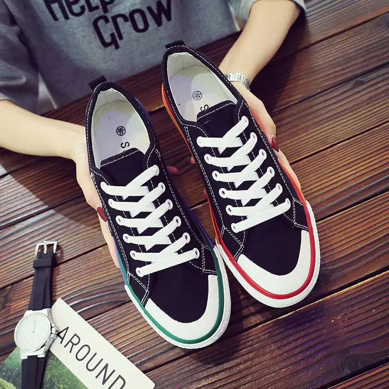 Men's Rainbow Mandarin Duck Canvas Shoes Men's and Women's Couple Korean Style White Shoes All-match Board Shoes Men's