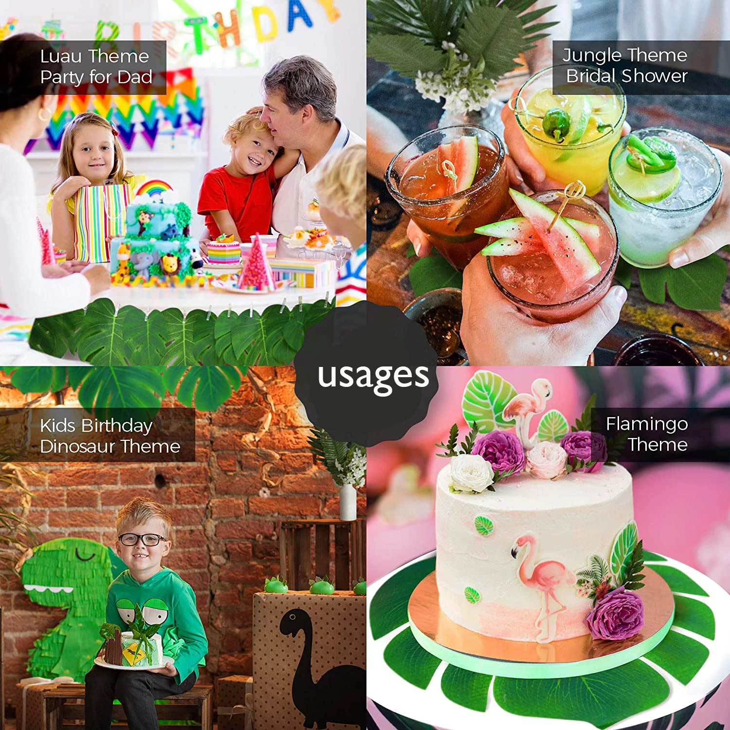 Yannew Künstliche Monstera Tropische große Palmblätter für Dschungel-Safari-Geburtstagsparty-Dekoration Hawaii Luau Mottoparty-Pflanzen – Detail 6