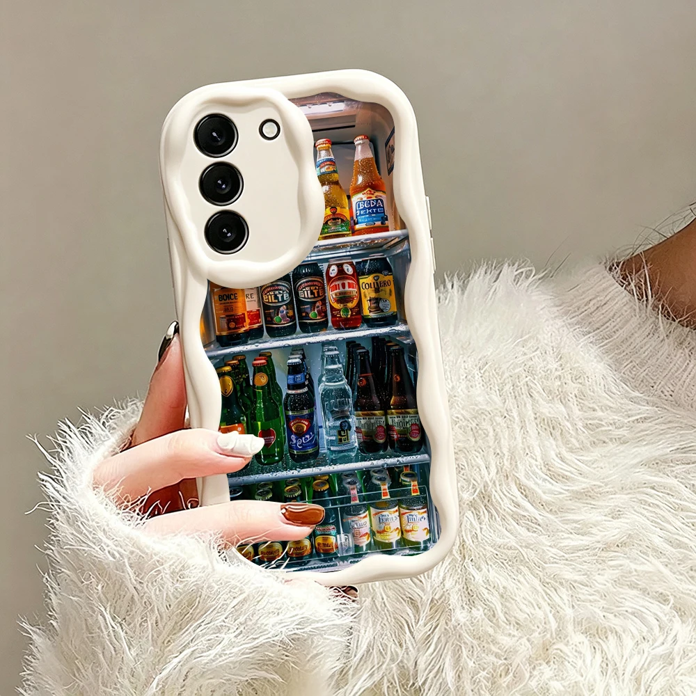 Fridge Phone Case For Samsung Galaxy A57 A37 A56 A55 A36 A27 A17 A16 A15 A07 A06 4G 5G S26 Ultra S25 S24 S23 Plus 3D Curly Wavy