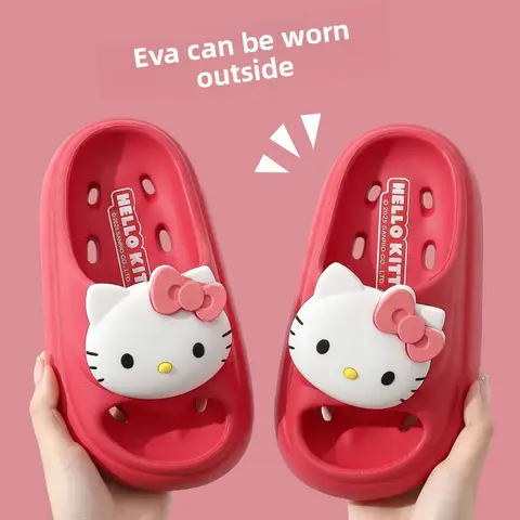 Hello Kitty EVA Summer Slippers, Ultra-Soft Cushioned Cute Cartoon Sandals, Anti-Slip Lightweight Indoor Outdoor Home Shoes