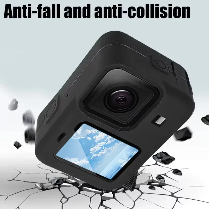 For GoPro Hero 12 11 10 9 Silicone Case Protective Sleeve Lanyard HD Tempered Glass Screen Protector Lens Cap for GoPro12 Black view 5