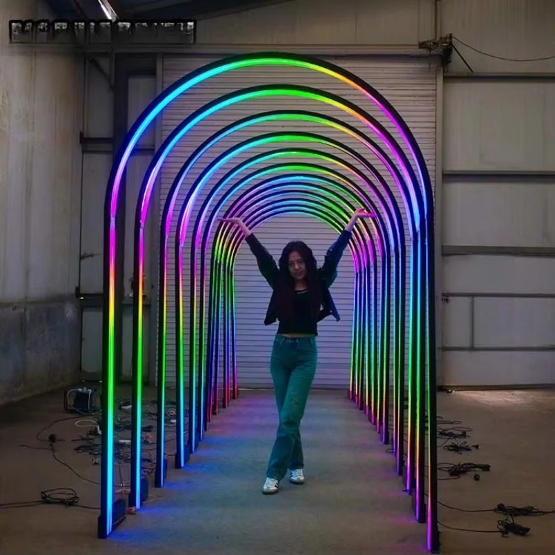 LED arched background neon light arch tunnel light stand for party, wedding, and performance entrance decoration