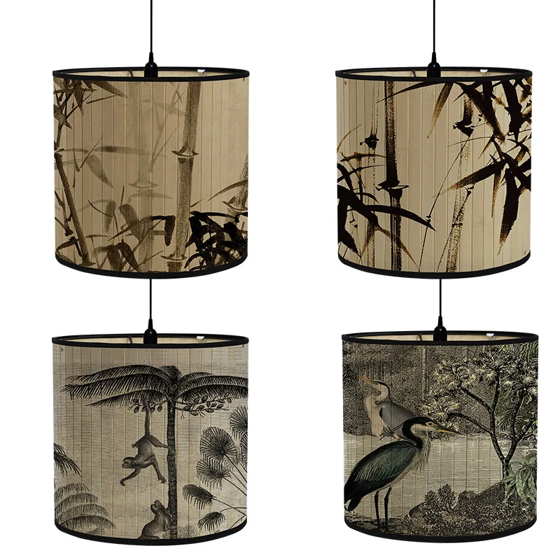 Chinese Retro Style Lamp Shade Bamboo Art Chandelier Pendant Kitchen Hallway Cafe Home Homestay Decor Ceiling Lampshades