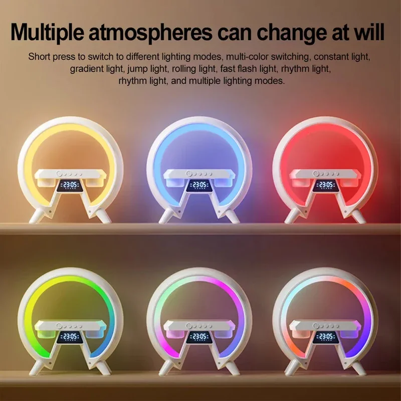 Multifunction night light with wireless charger music speaker 7 led colors Bluetooth sleeping lamp decor for kids gift
