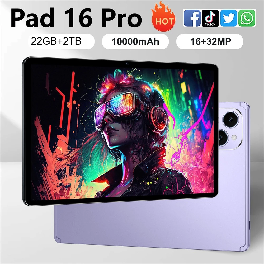

2026 HOT New Pad 16 pro 10.1 inch 10000mAh Battery Tab Global Version Android 22GB+2TB Tablets 4G 5G Dual SIM WIFI For Kids PC
