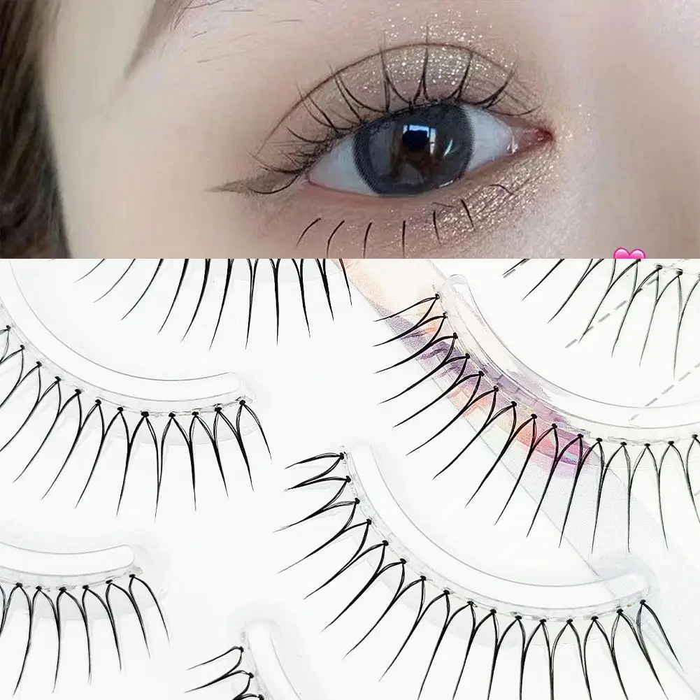 Falsche Wimpern, A-Typ-Wimpern, verbesserte Wimpern, U-förmig, 0,14 mm, transparenter Stiel, weiche, natürliche Wimpern, Streifen-Wimpernverlängerung