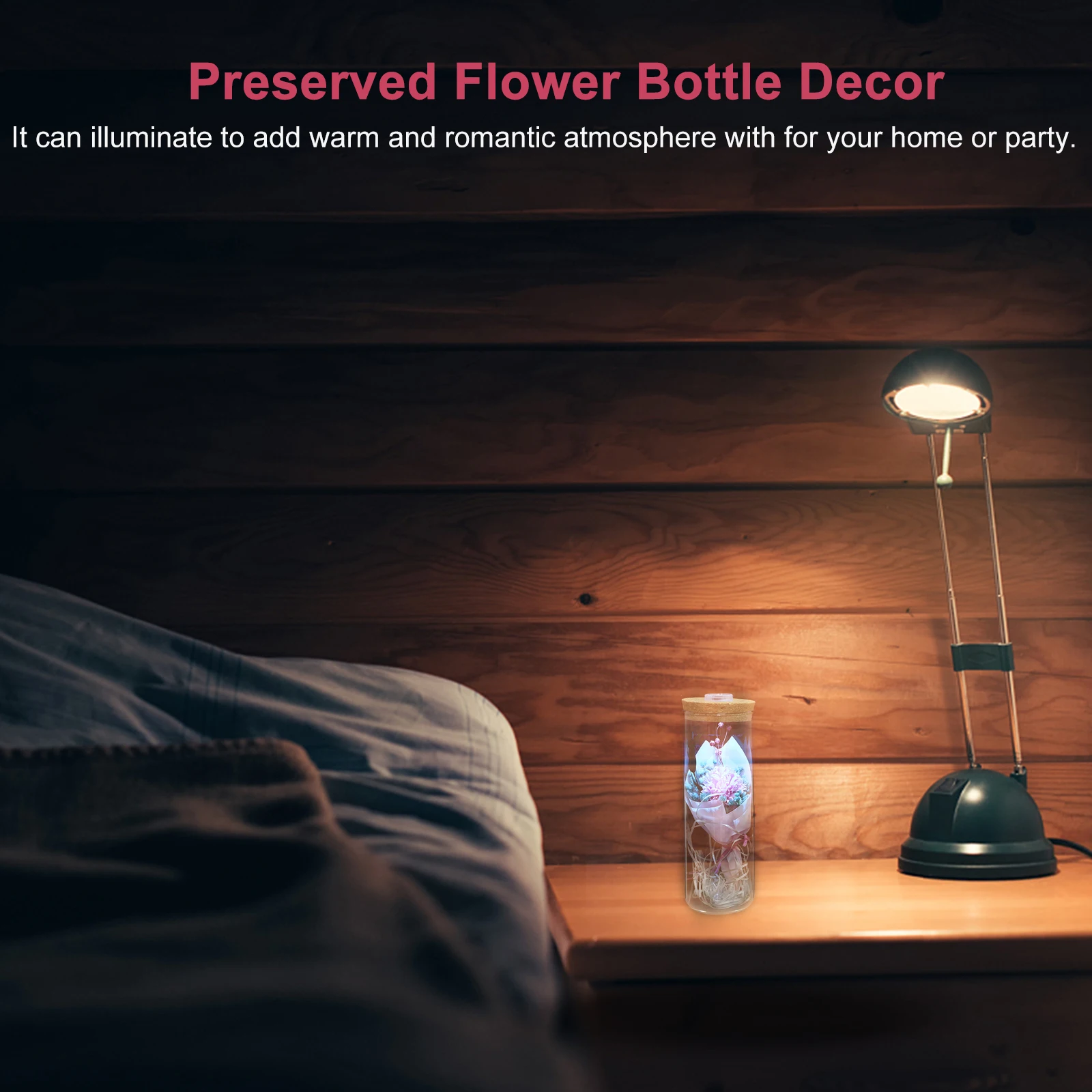 

Wishing Bottle Carnation Lighted Decor Preserved Birthday Forever Carnations Rose Eternal Flowers