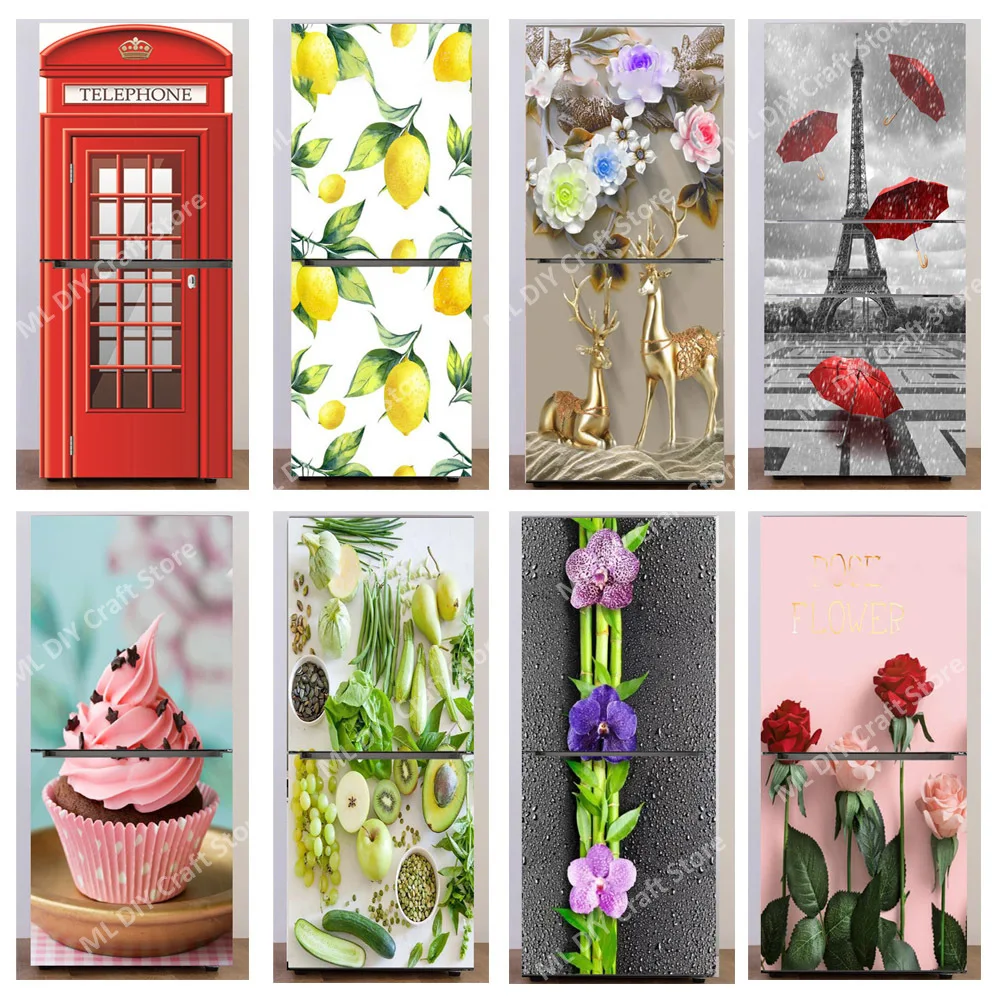 

Lemon Cupcake Refrigerator Sticker Door PVC Refrigerator Wallpaper Ethylene Decorative Decal Art Mural Refrigerator Packaging