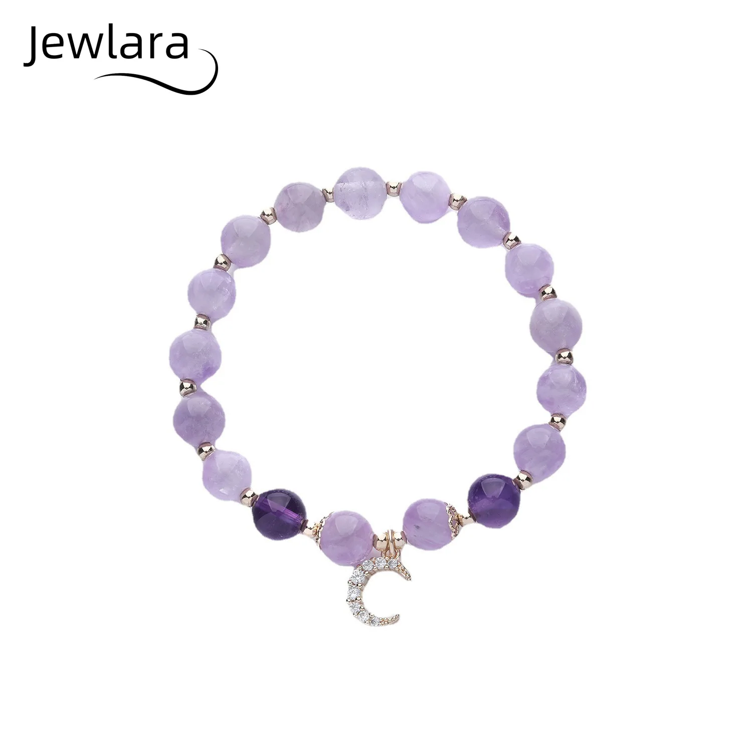 

Jewlara браслет из натурального аметиста женский лавандовый аметист ручной работы DIY лунный браслет из бисера ювелирные изделия