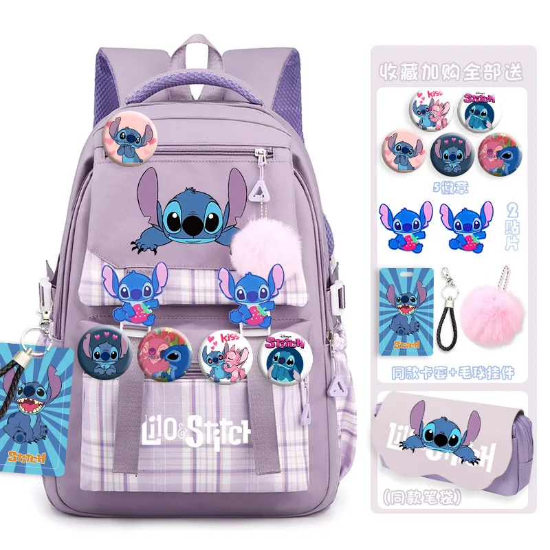 Disney New Stitch Student Schoolbag Casual and Lightweight Large Capacity Cartoon Cute College Backpack