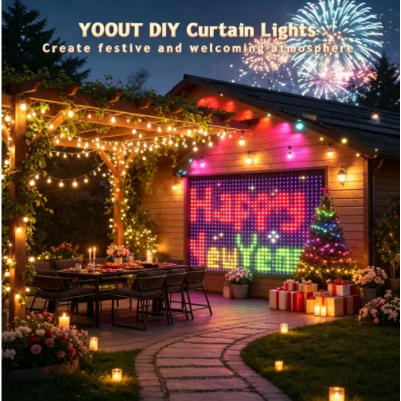 400LEDs Smart LED String Lights Curtain Garland Bluetooth APP Control Christmas DIY Picture Display Party Wedding Decor