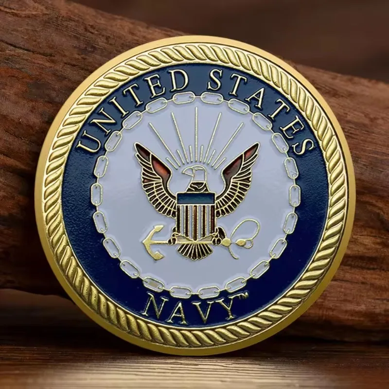 Collectible Coin Military Navy Token Gold Plated Alloy Polished 45mm Classic Diameter Navy Family Tribute Design Decor Gift